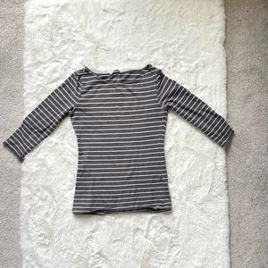 Women’s Dark Gray Striped Cotton T-Shirt